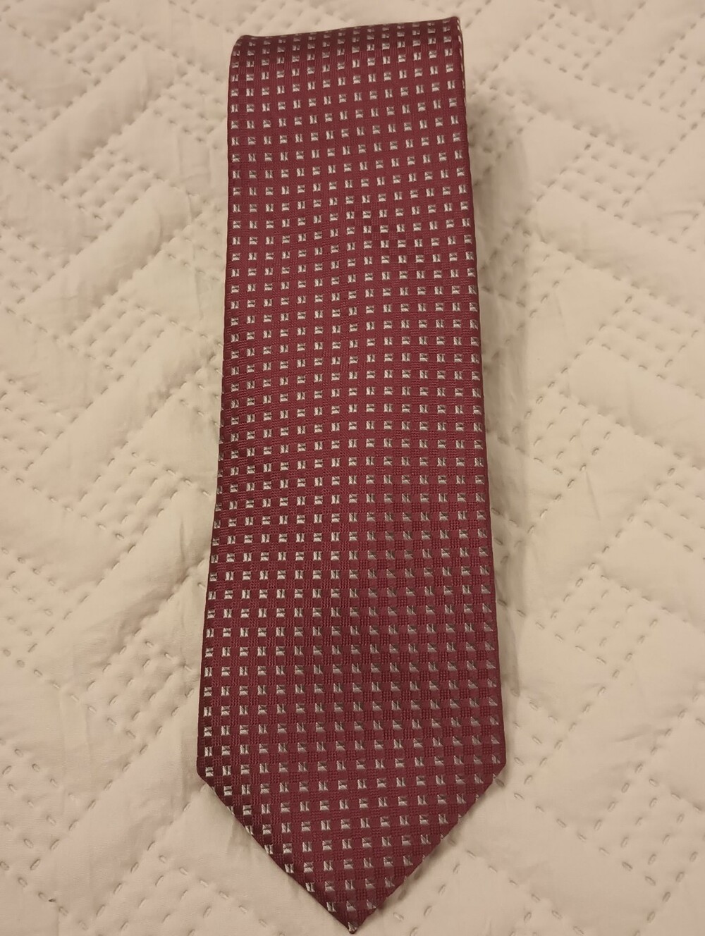 Men's Michael Kors Burgundy Tie with White Micro-Check